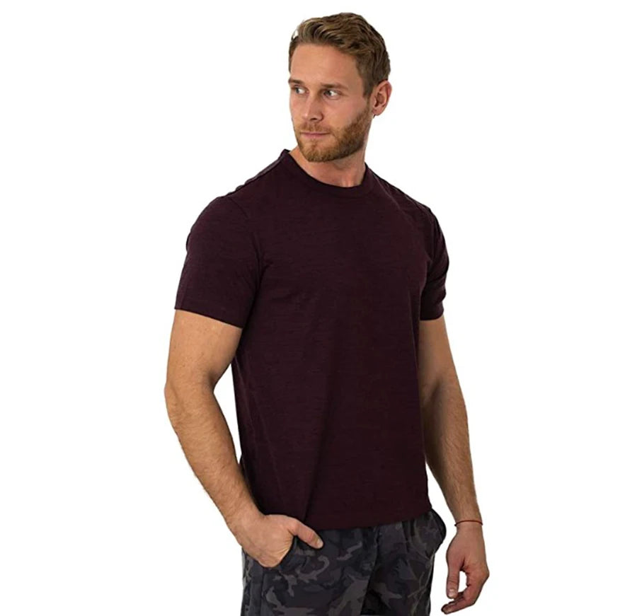 Men's Merino Wool T Shirt Base Layer Wool Tee Men 100% Merino Wool Shirt Top 200G Wicking Breathable Quick Anti-Odor Size S-XXL