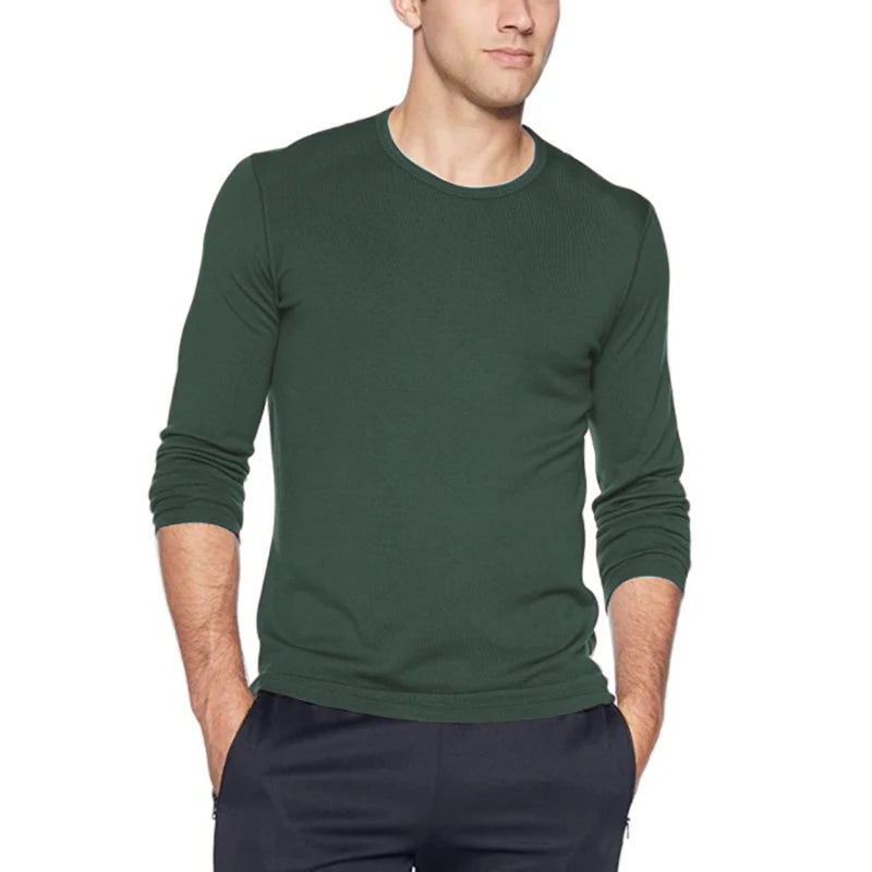 Mens Merino Wool T Shirt Thermal Base Layer Men 100% Merino Wool Midweight Shirt 240g Wicking Breathable Anti-Odor Euro Size