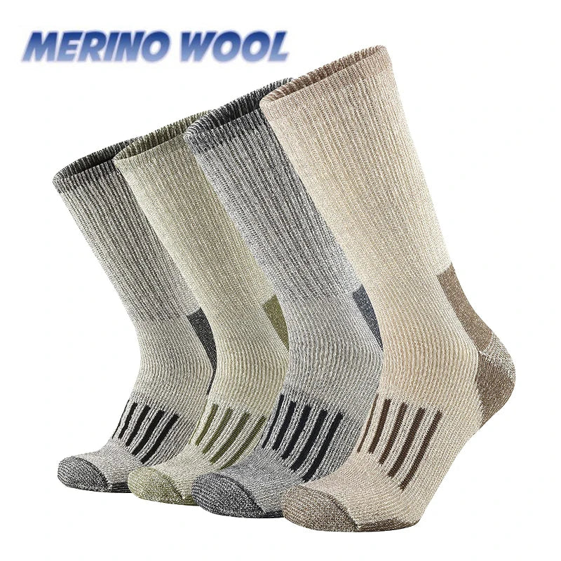80% Merino Wool Socks Mens Winter Thicken Warm Hiking Cushion Crew Socks Merino Wool Sports Socks Moisture Wicking Euro Size