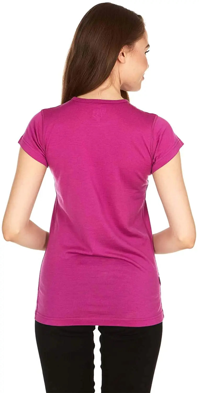 100% Merino Wool T Shirt Women Merino Wool 160G Lightweight Tech Tee Crew Neck Base Layer Women Undershirt Wicking Breathable