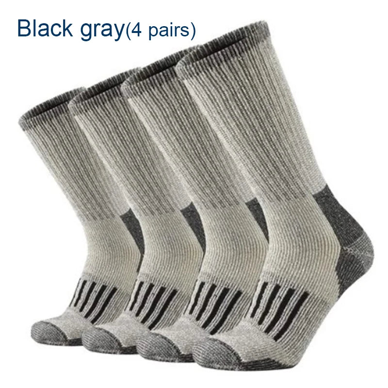 80% Merino Wool Socks Mens Winter Thicken Warm Hiking Cushion Crew Socks Merino Wool Sports Socks Moisture Wicking Euro Size