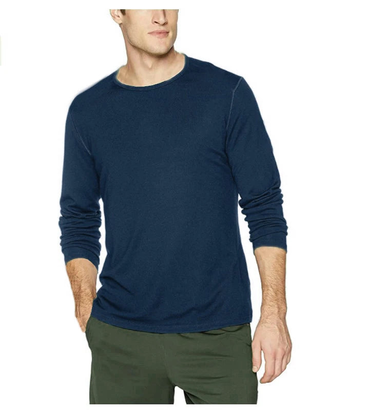 Mens Merino Wool T Shirt Thermal Base Layer Men 100% Merino Wool Midweight Shirt 240g Wicking Breathable Anti-Odor Euro Size