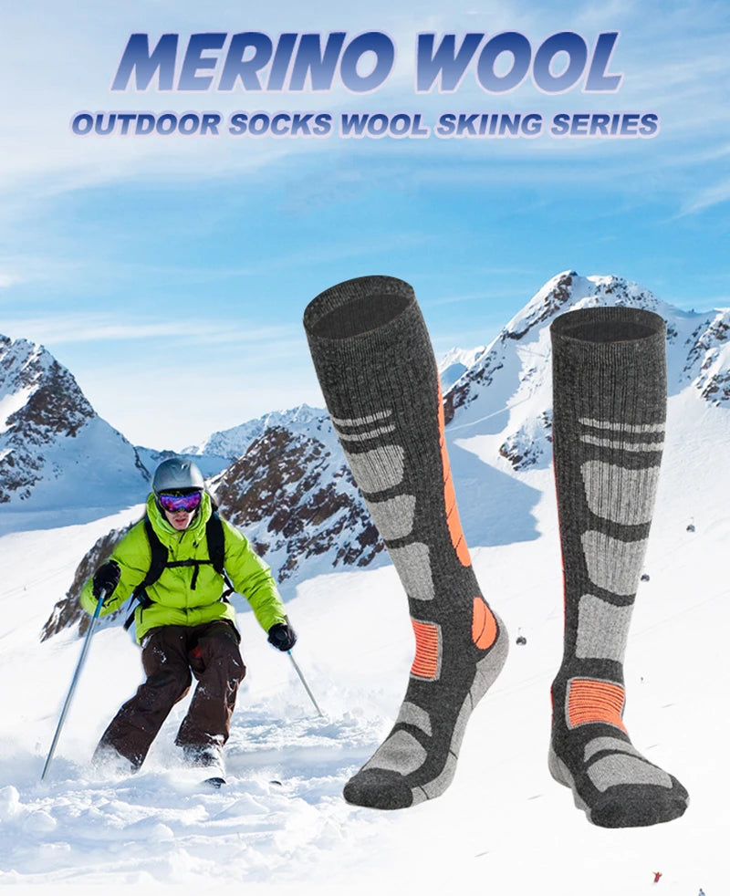 Unisex Ski Socks Merino Wool Socks Warm Compression Long Sock For Men Women Knee High Winter Hiking Snowboarding Sports Socks
