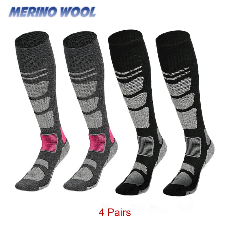 Unisex Ski Socks Merino Wool Socks Warm Compression Long Sock For Men Women Knee High Winter Hiking Snowboarding Sports Socks