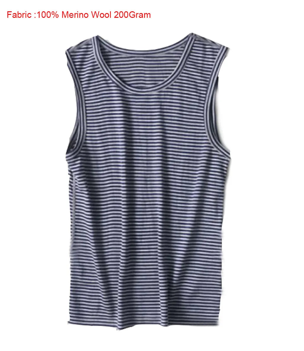 100% Merino Wool Tank Top Mens Merino Wool Men Tank Top Sleeveless Shirt Base Layer Wicking Breathable Anti-Odor Asian Size