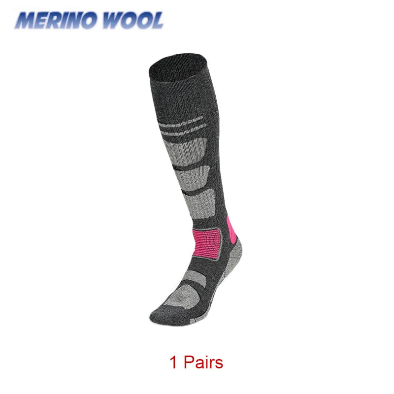 Unisex Ski Socks Merino Wool Socks Warm Compression Long Sock For Men Women Knee High Winter Hiking Snowboarding Sports Socks