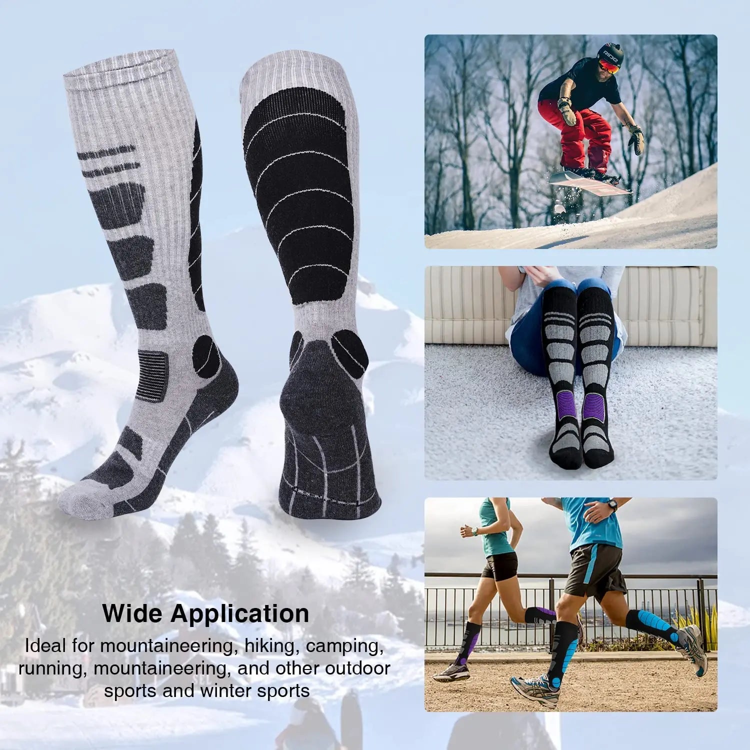 Unisex Ski Socks Merino Wool Socks Warm Compression Long Sock For Men Women Knee High Winter Hiking Snowboarding Sports Socks