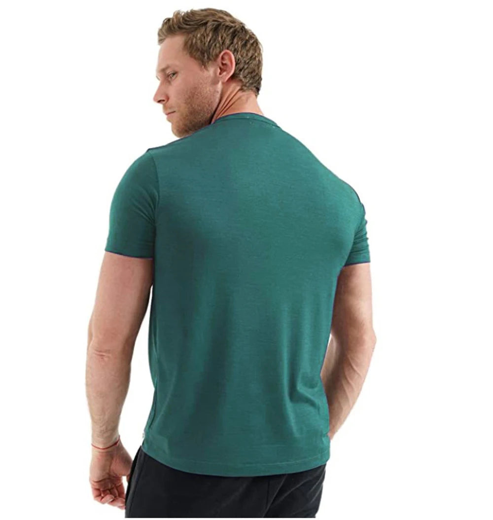 100% Merino Wool T Shirt Men Base Layer Merino Tshirt 180G Everyday Undershirt Wicking Breathable Anti-Odor + Hiking Blend Socks