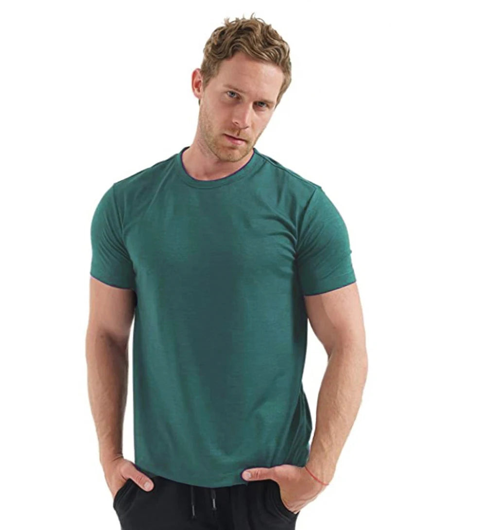 100% Merino Wool T Shirt Men Base Layer Merino Tshirt 180G Everyday Undershirt Wicking Breathable Anti-Odor + Hiking Blend Socks