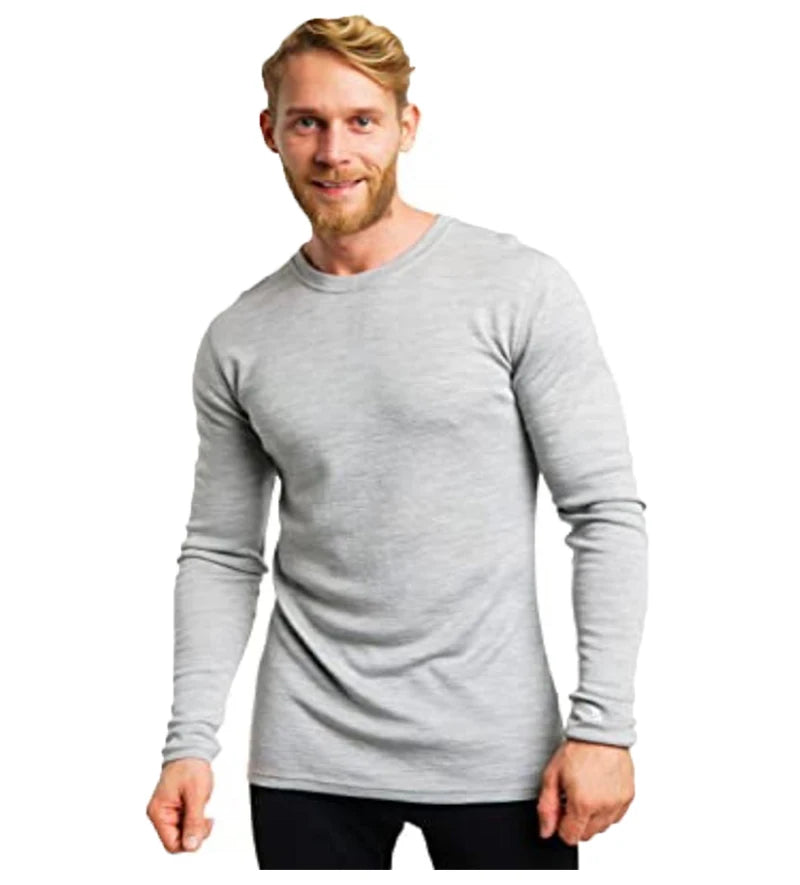 Mens Merino Wool T Shirt Thermal Base Layer Men 100% Merino Wool Midweight Shirt 240g Wicking Breathable Anti-Odor Euro Size