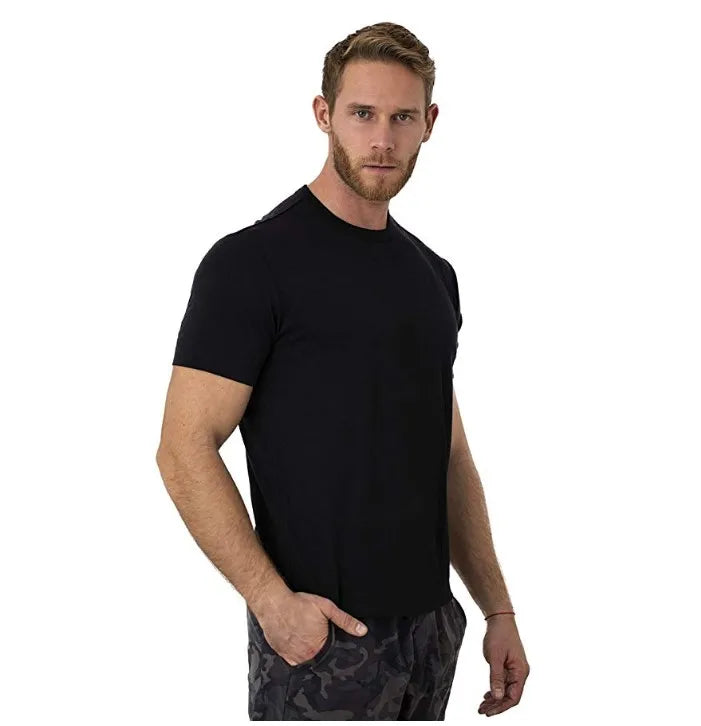 Men's Merino Wool T Shirt Base Layer Wool Tee Men 100% Merino Wool Shirt Top 200G Wicking Breathable Quick Anti-Odor Size S-XXL