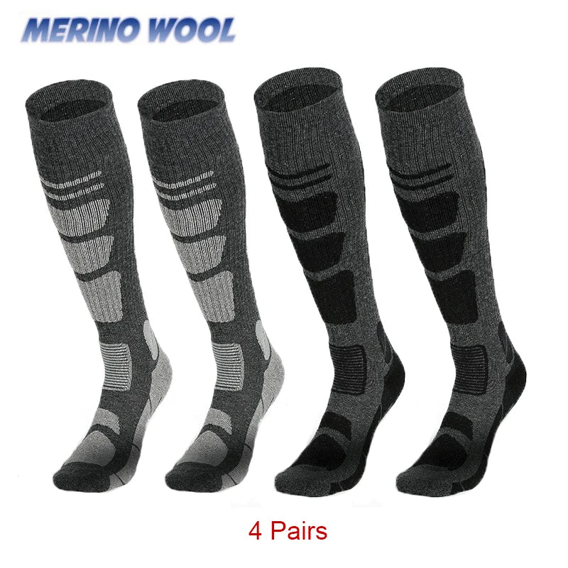 Unisex Ski Socks Merino Wool Socks Warm Compression Long Sock For Men Women Knee High Winter Hiking Snowboarding Sports Socks