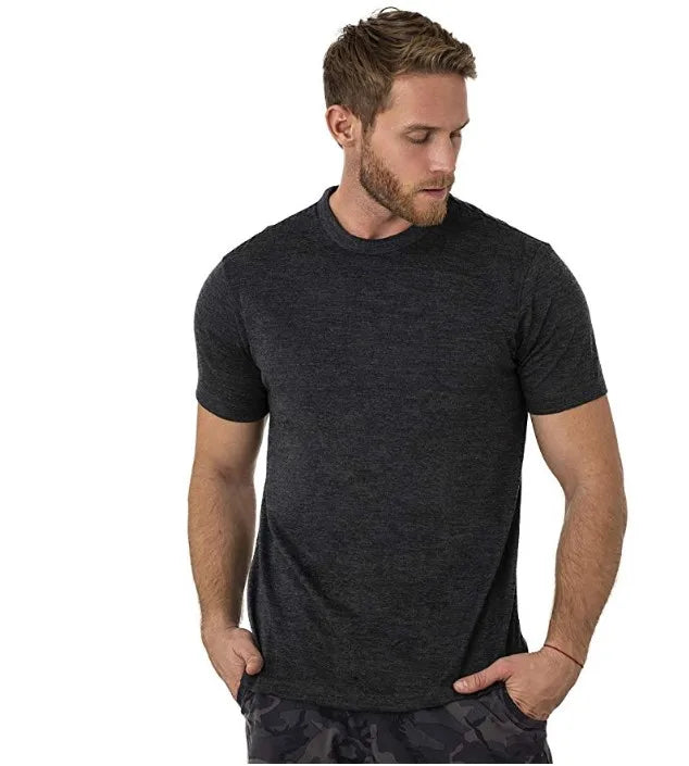 Men's Merino Wool T Shirt Base Layer Wool Tee Men 100% Merino Wool Shirt Top 200G Wicking Breathable Quick Anti-Odor Size S-XXL