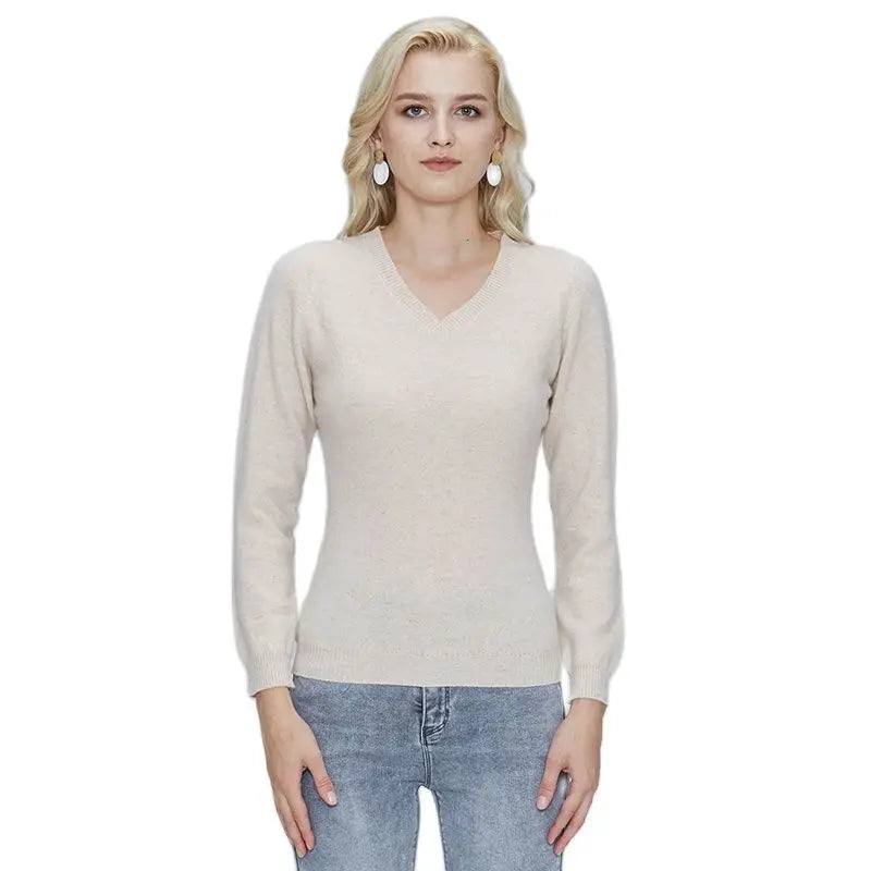 Women 100% Merino Wool V Neck Sweater Pullover Top Lightweight Warm Knitted Pullover Femme Cashmere Sweater Vintage Sweater