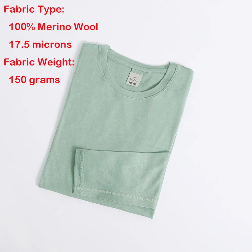 Women's 100% Merino Wool Base Layer Tops Womens Merino Wool Thermal Underwear Long Sleeve Shirts Hiking Wicking Anti-Odor