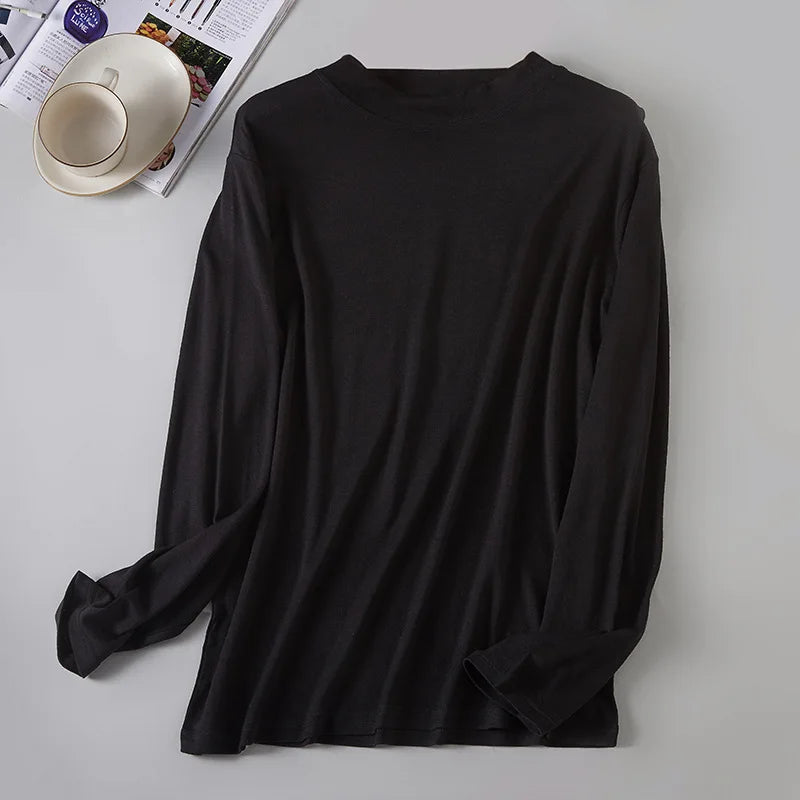 100% Ultra-Fine Pure Merino Wool Shirt Base Layer Lightweight Thermal Crew Neck Top Long Sleeve Undershirt Warm Long John 150gsm