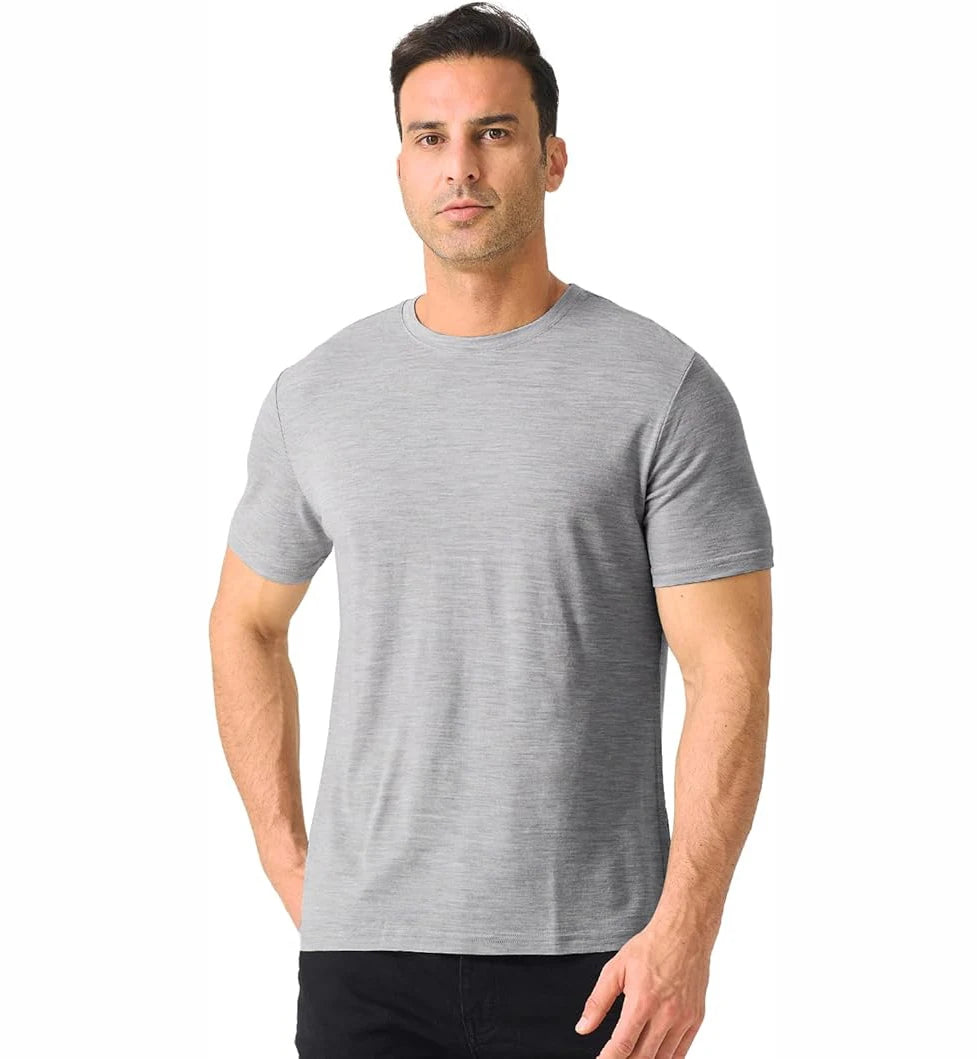 16.5Micro Men's 100% Merino Wool T Shirt Soft Base Layer Short Sleeve Shirts Quick Dry Wicking Breathable Anti-Odor Asian Size