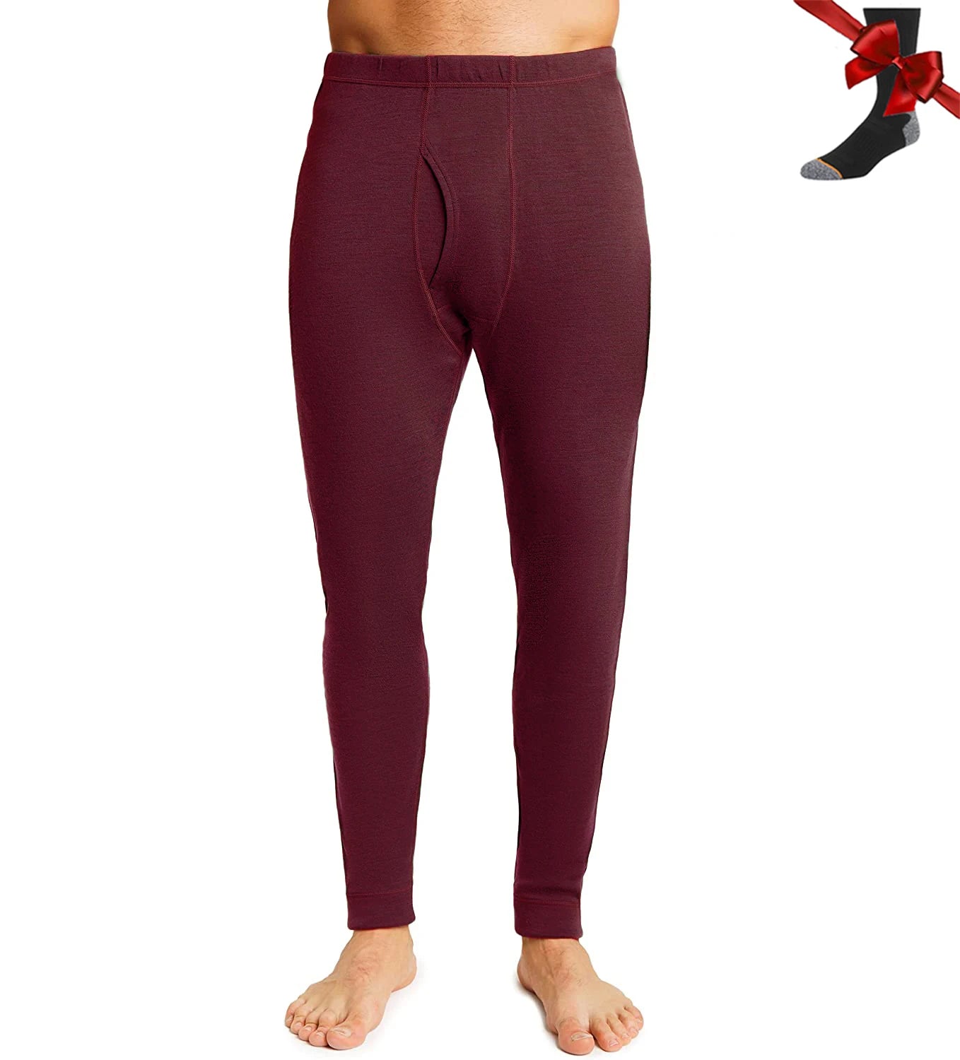 100% Merino Wool Men Underwear Bottom Pants Merino Wool Base Layer Thermal Pants Leggings Long Johns Warm Baselayer Bottom+Socks