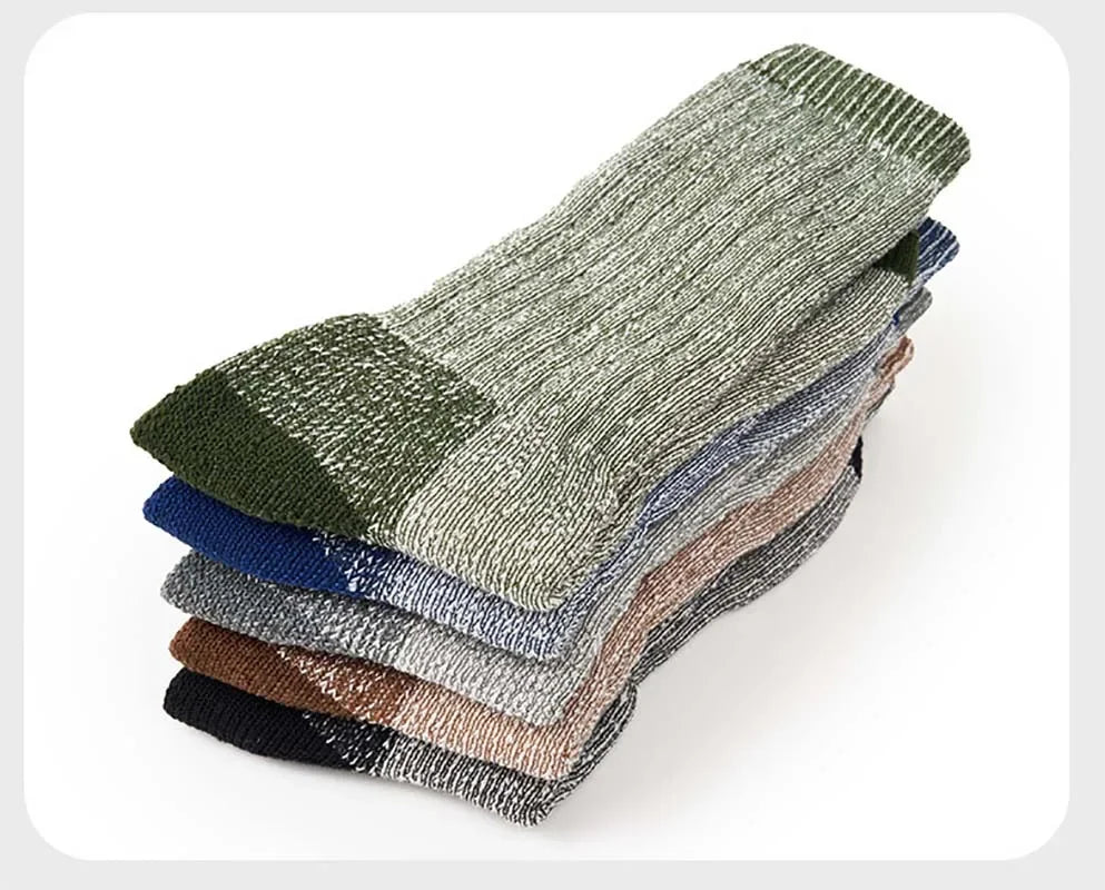 Mens Merino Wool Crew Boot Socks Winter Outdoor Thermal Warm Socks Work Hiking Running Socks Packs Euro Size 41-45