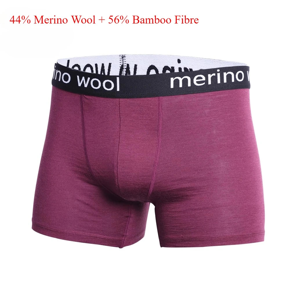 Men's Merino Wool Underwear Boxers Men Merino Wool Blend Boxer Briefs Breathable Comfortable Pouch Moisture Wicking