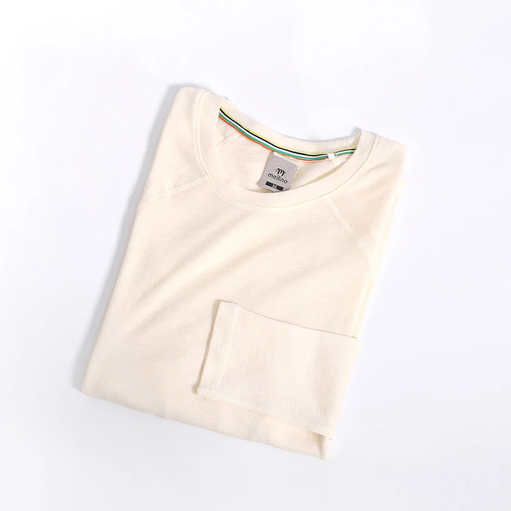 Women's 100% Merino Wool Base Layer Shirt 17.5Micro Merino Wool Thermal Underwear Long Sleeve Shirts Wicking Anti-Odor 210G