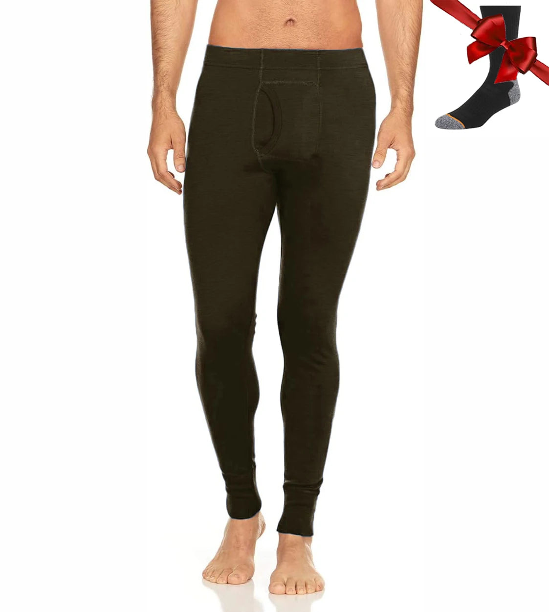 100% Merino Wool Men Underwear Bottom Pants Merino Wool Base Layer Thermal Pants Leggings Long Johns Warm Baselayer Bottom+Socks
