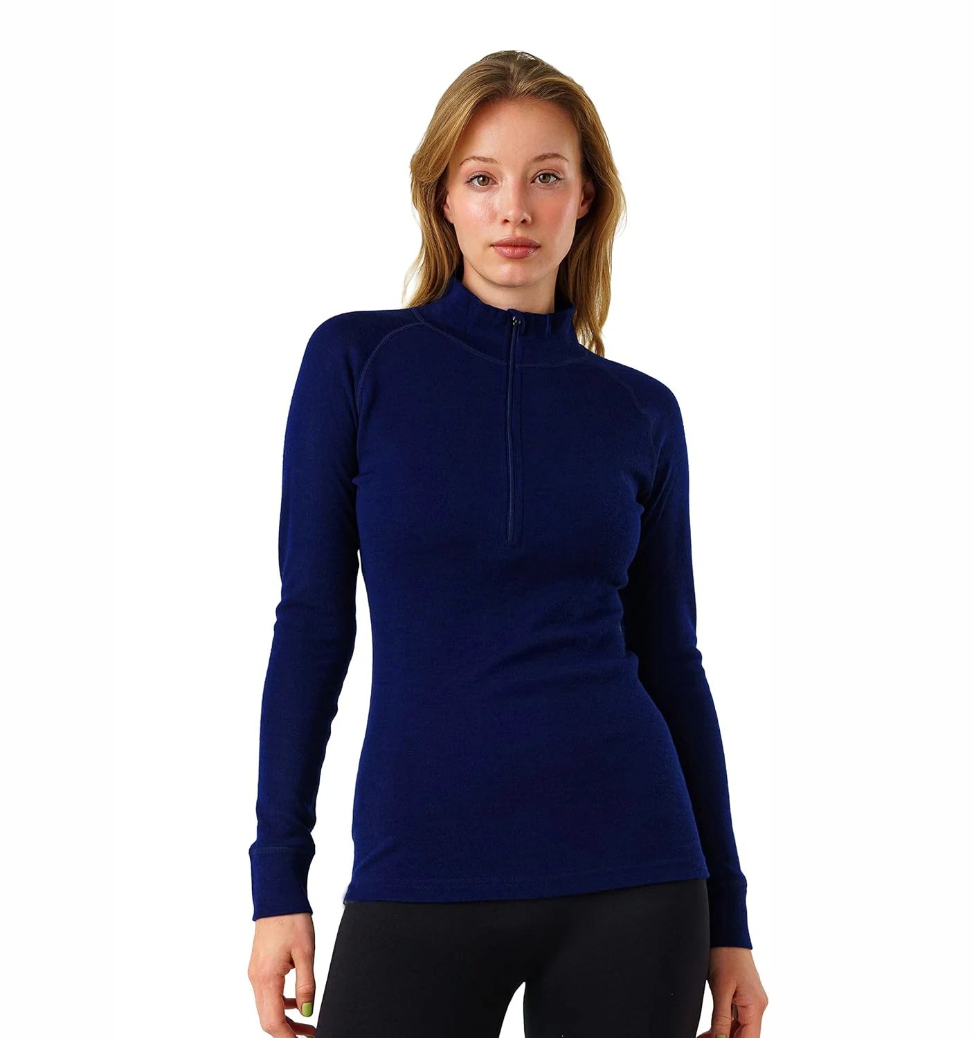 Women's Merino Wool Base Layer Half Zip Sweater Women Merino Wool Long Sleeve Thermal Shirt Midweight 200G Outdoor Sports