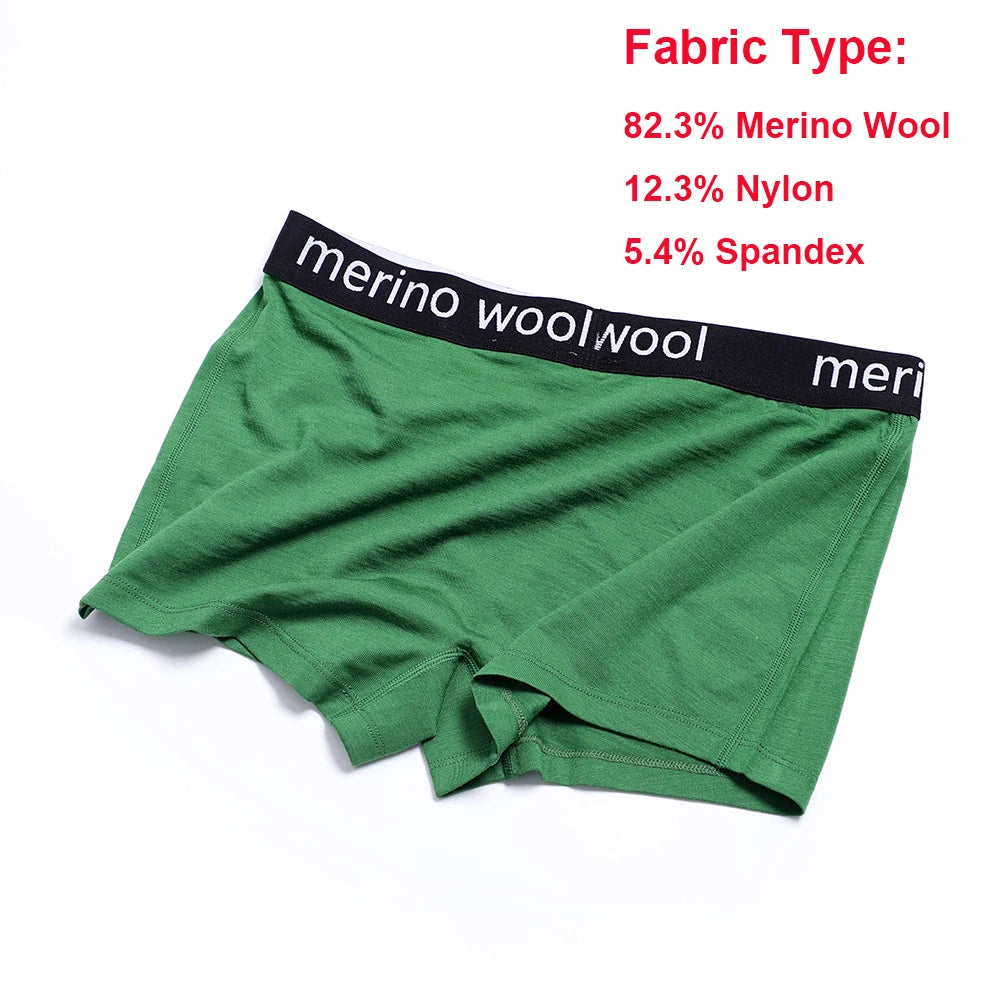 Women's Merino Wool Underwear Boxer Briefs Yoga Sweatpants Fitness Panties Wicking Quick Dry Breathable Wool Underpants