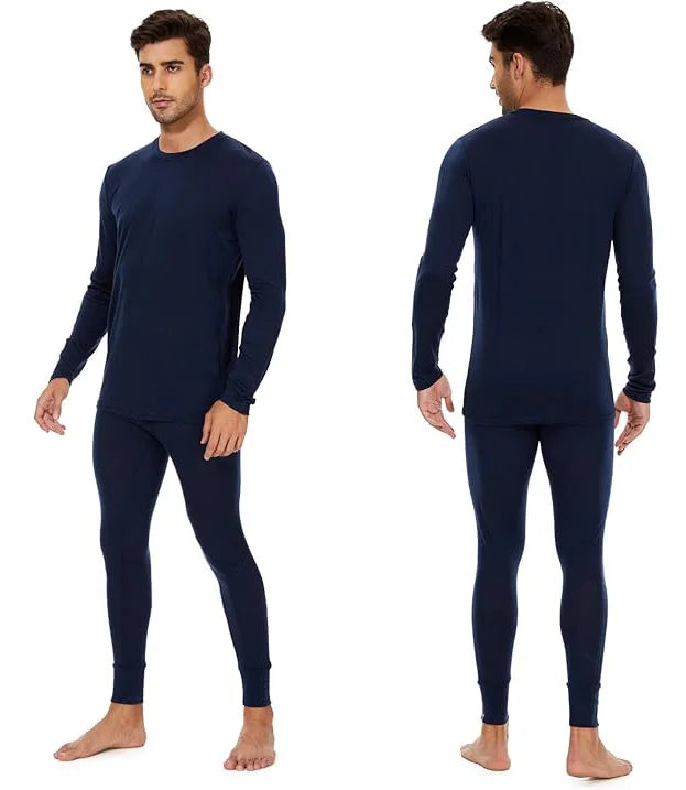 100% Merino Wool Base Layer Set for Men Lightweight Merino Wool Thermal Underwear Sets Long Sleeve Top Bottom Breathable 150G