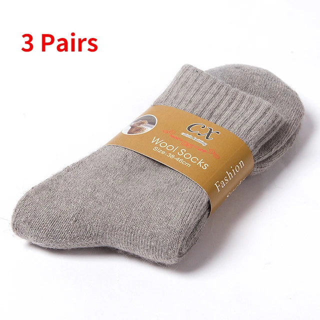 3 Pairs Unisex Wool Socks Hiking Thermal Socks Men Women Thick Warm Harajuku Socks Winter Ski Socks Sports Outdoor Breathable