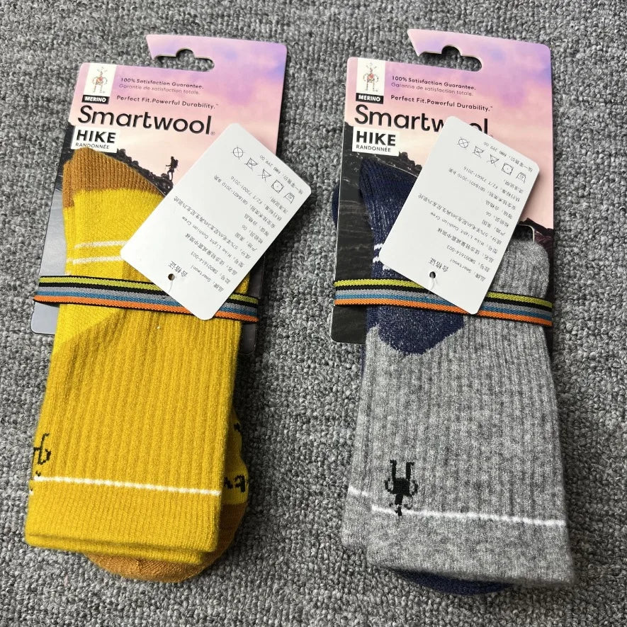 Mens Merino Wool Socks Hiking Cushion Crew Socks Thermal Moisture Wicking Outdoor Sports Running Socks