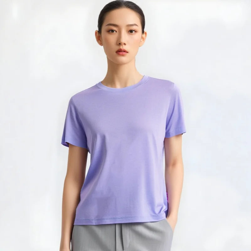 16.5Micro Merino Wool T Shirt Women Lightweight 100% Merino Wool Base Layer Short Sleeve Running Hiking Tee Moisture-Wicking