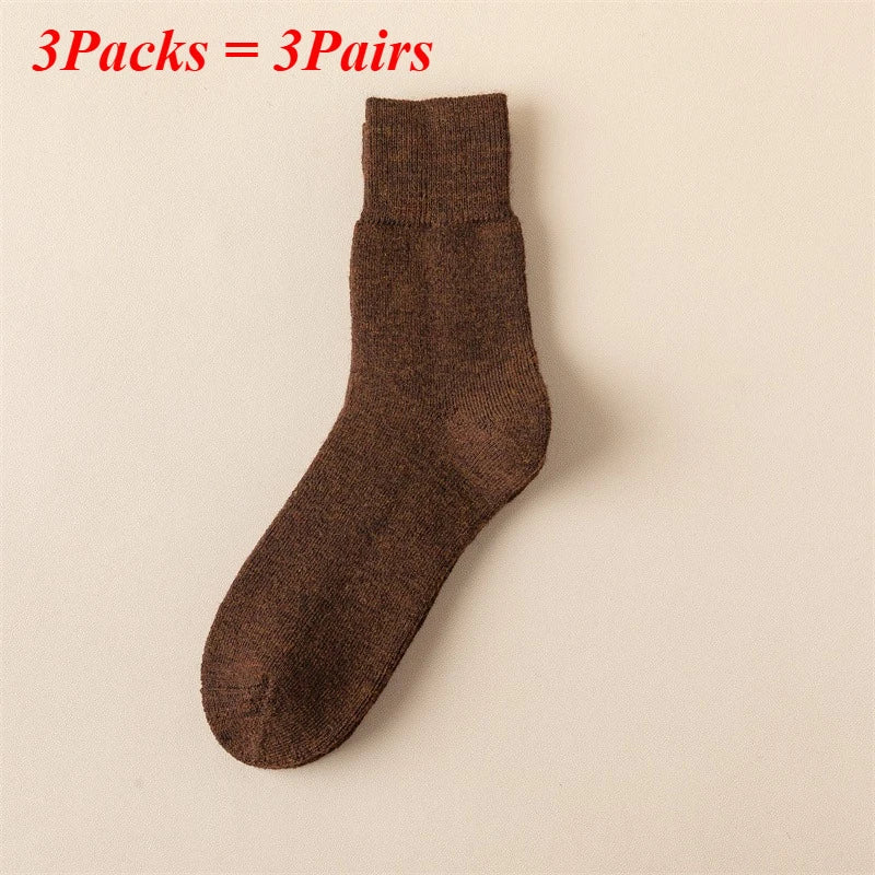 3 Pairs Merino Wool Boot Socks Men Thick Thermal Hiking Winter Warm Wool Socks Heavy Soft Cozy Socks for Cold Weather Size 39-45