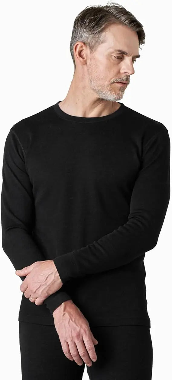 100% Ultra-Fine Pure Merino Wool Shirt Base Layer Lightweight Thermal Crew Neck Top Long Sleeve Undershirt Warm Long John 150gsm