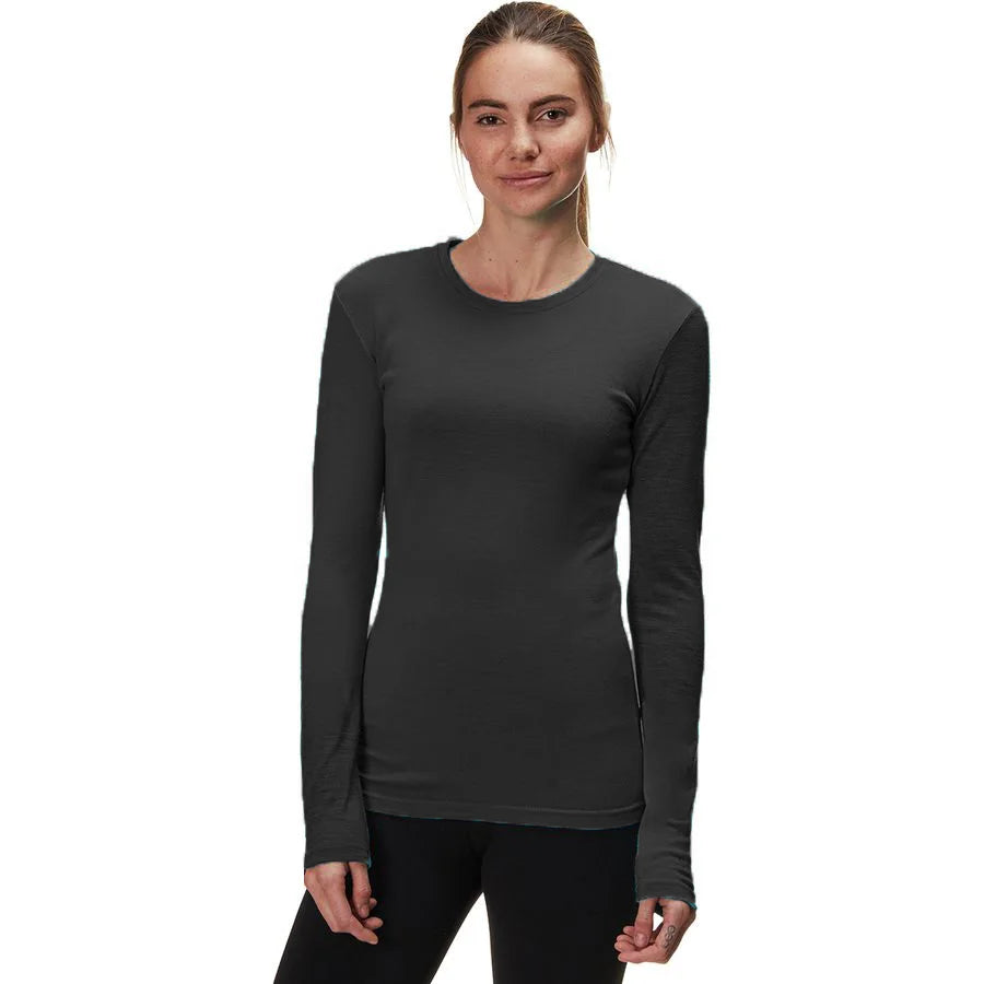 Women's 100% Merino Wool Crew Neck T Shirt Merino Wool Long Sleeve Shirts Base Layer Top Sports Clothing Quick Dry Thermal 200G