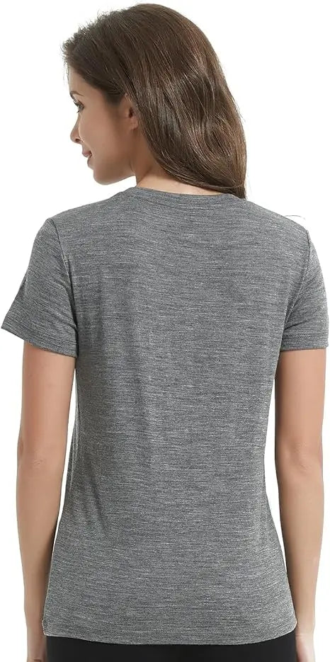 16.5Micro Merino Wool T Shirt Women Lightweight 100% Merino Wool Base Layer Short Sleeve Running Hiking Tee Moisture-Wicking