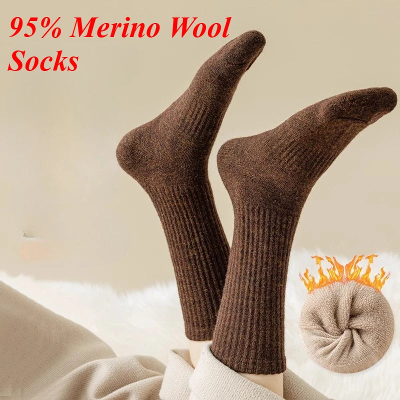 95% Merino Wool Socks Women Wool Hiking Warm Winter Thick Thermal Socks Moisture Wicking Breathable Anti- Odor Boot Work Socks