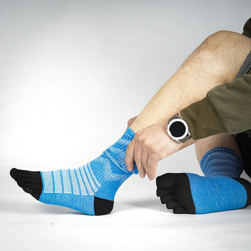 Men Women Merino Wool Toe Socks for Hiking Running  Winter Thermal Warm Boot Work Cushion Five Finger Socks 2 Pairs