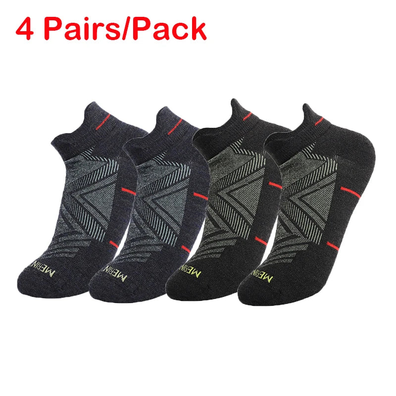 2/4 Pairs Merino Wool Ankle Socks Mens Womens Athletic Thin Running Socks Merino Everyday Socks Wicking Breathable Anti-Odor