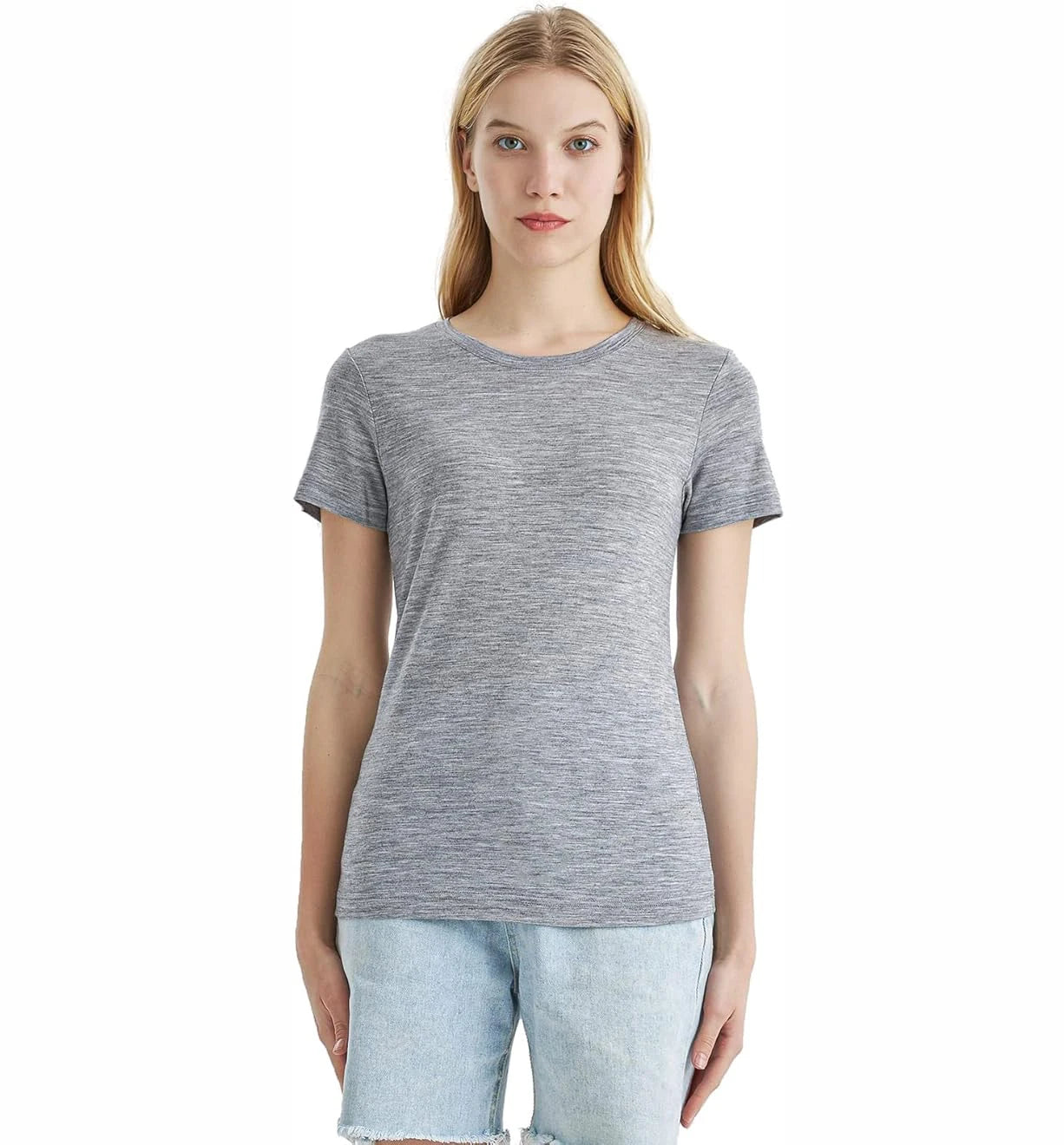 Women's 100% Merino Wool T Shirt 17.5 Micro Merino Wool Base Layer Women Short Sleeve Tee Hiking Yoga Running Breathable
