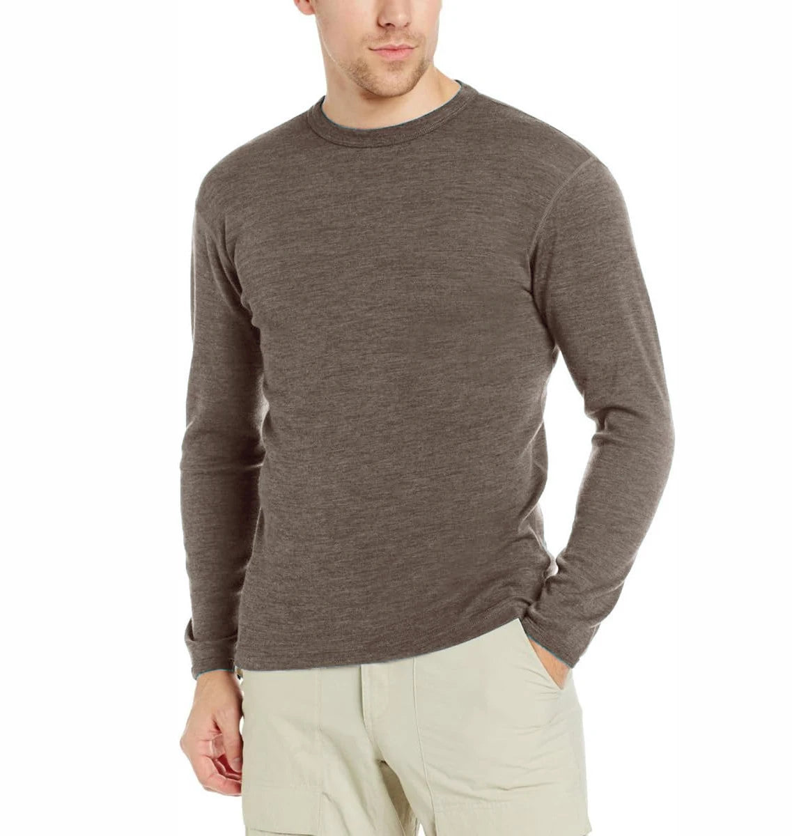 100% Merino Wool Men's Long Sleeve Crew Shirt Thermal Underwear Base Layer Men Merino Wool Shirts Wicking Breathable Anti-Odor