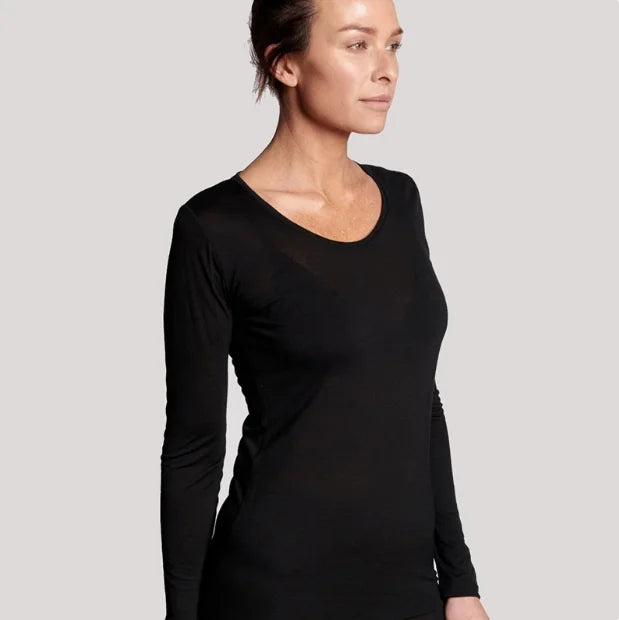 Women's 100% Merino Wool Long Sleeve Base Layer Undershirt Ultra Soft Wool Thermal Underwear Shirts Breathable Anti-Odour 150G