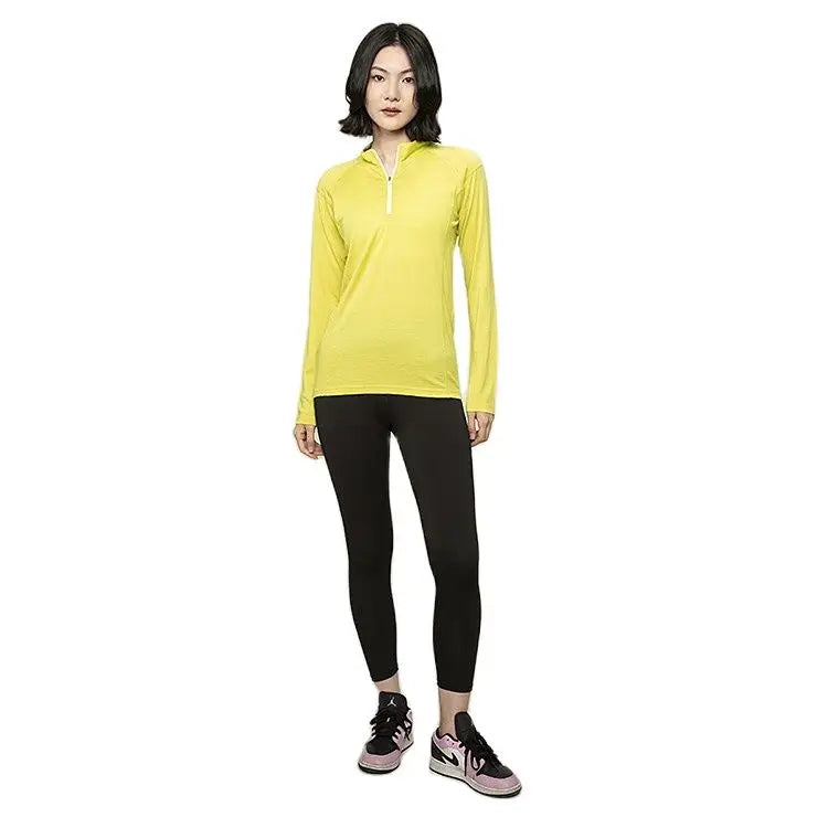 100% Merino Wool Base Layer Top Women Merino 160G Wool Active 1/4 Zip Long Sleeve Thermal Shirt Lightweight Breathable Quick Dry