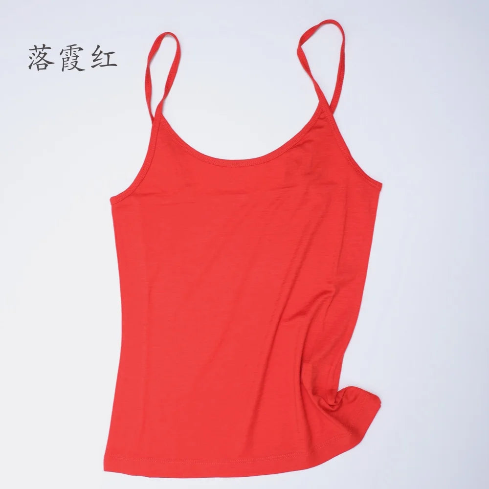 Women Merino Wool Camisole Tank 87% Merino Tank Top 150G Lightweight Sports Yoga Top Sleeveless Wicking Breathable Anti-Odor
