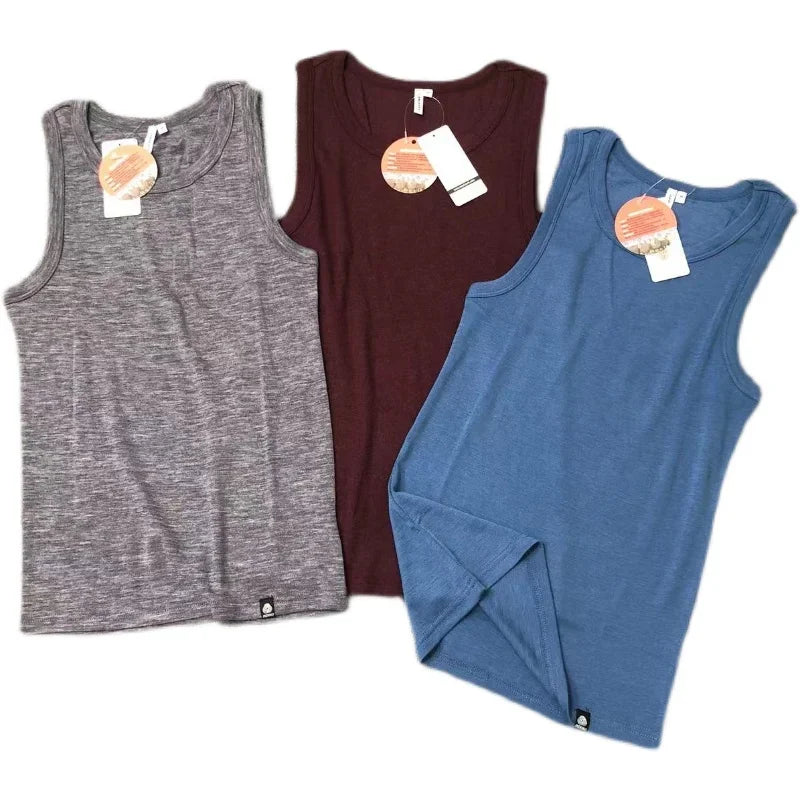 100% Merino Wool Tank Tops Mens Merino Wool Tank Top Man Base Layer Thermal Tank Top Shirt Fitness Gym Wear Men