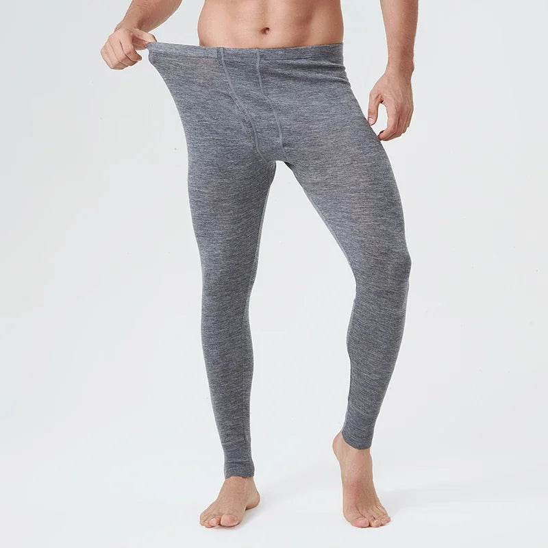 Men's 100% Merino Wool Long Johns Pants Thermal Underwear 200G Merino Wool Base Layer Bottom Warm Breathable Moisture Wicking