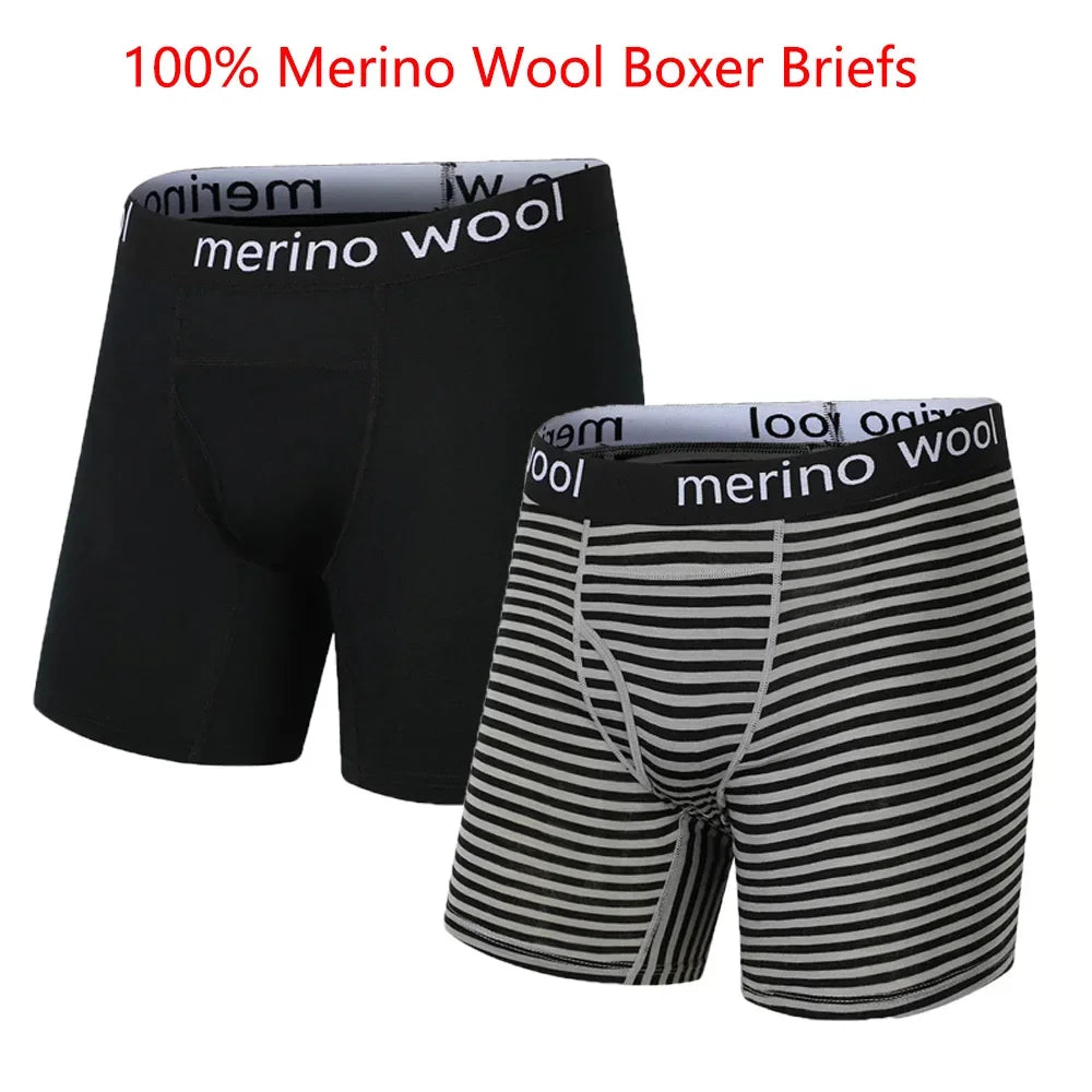 Mens 100% Merino Wool Boxer Briefs Merino Wool Underwear Base Layer Man Merino Boxer Wicking Soft Comfy Breathable Moisture