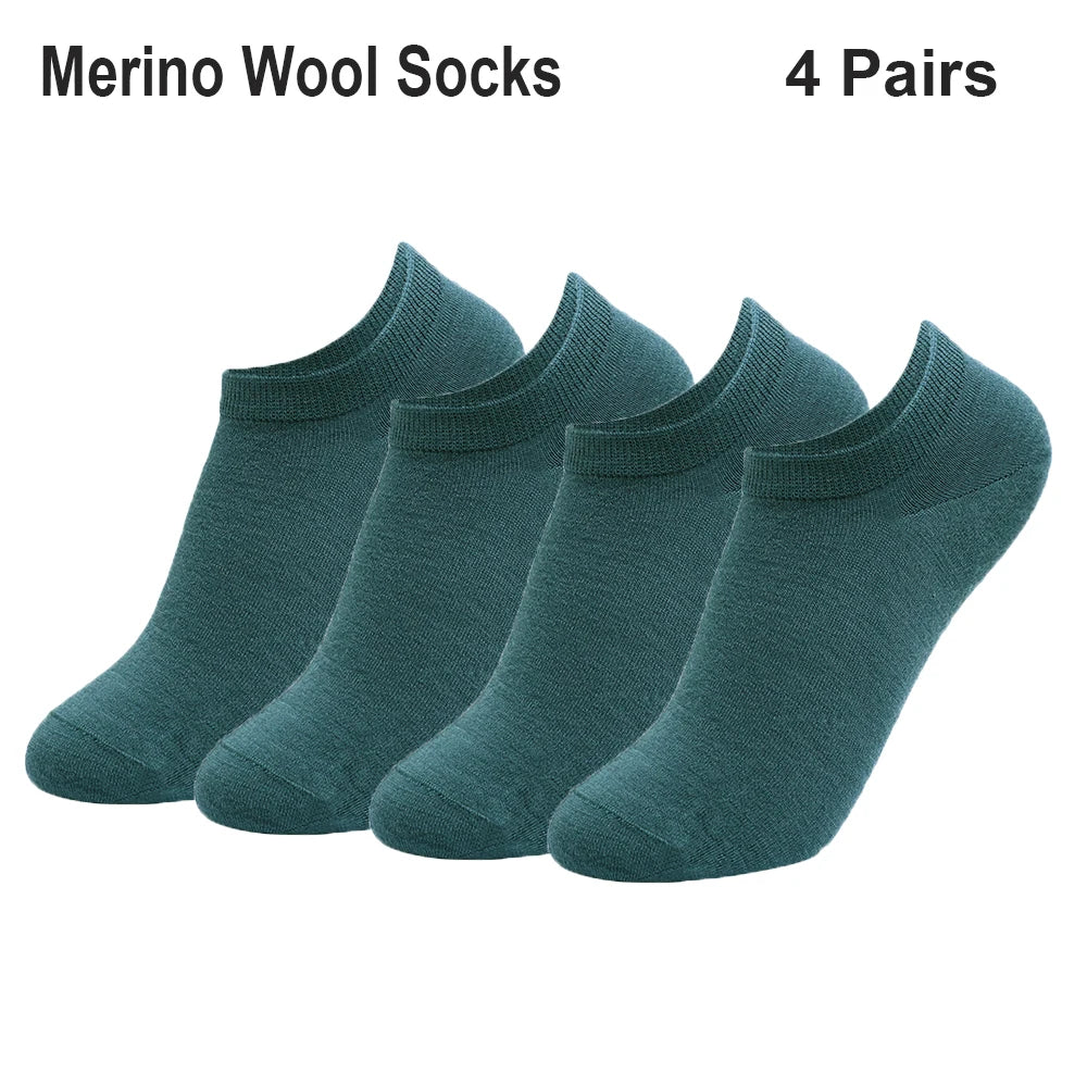 4 Pairs Unisex Merino Wool No Show Athletic Socks Merino Wool Light Running Tennis Golf Socks Everyday Light Low Cut Socks