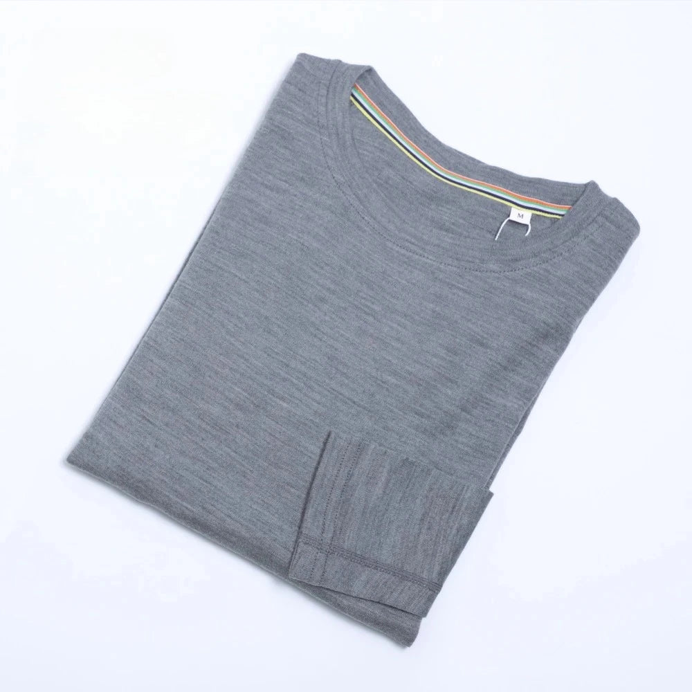 100% Merino Wool Womens Base Layer Tops Merino Wool Thermal Underwear Women 245G Merino Long Sleeve Shirts Anti-Odor Winter Warm