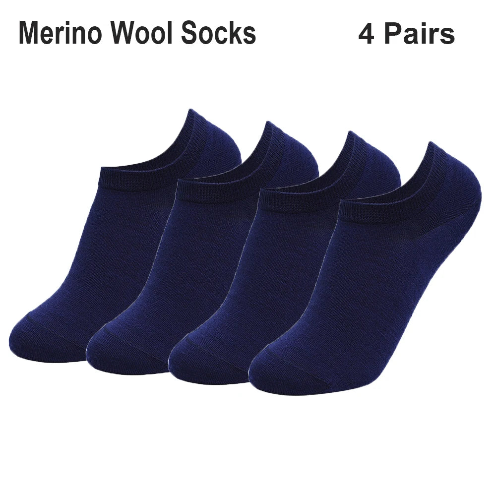 4 Pairs Unisex Merino Wool No Show Athletic Socks Merino Wool Light Running Tennis Golf Socks Everyday Light Low Cut Socks